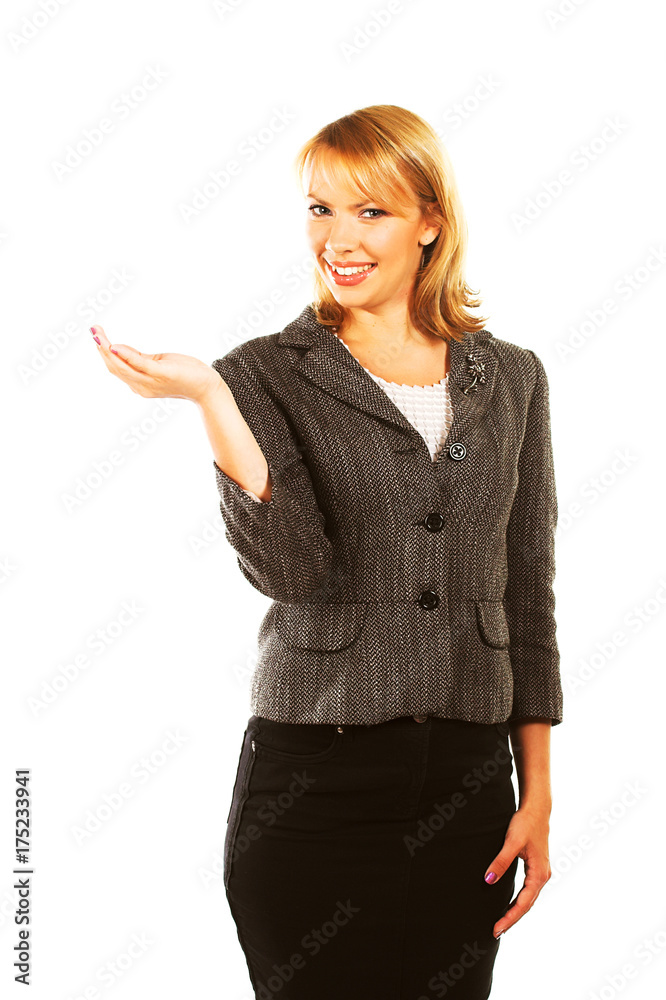 businesswoman over white background businesswoman over white background