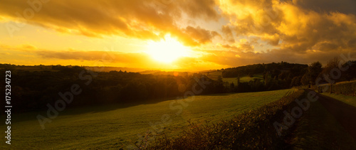British countryside during sunset
