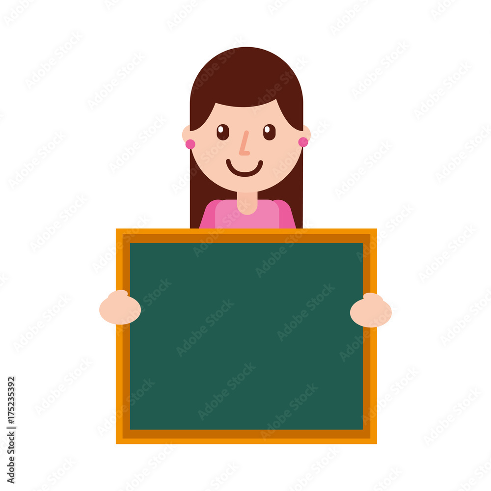 character teacher holding board class element vector illustration