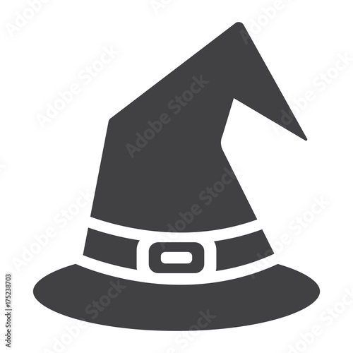 Witch hat glyph icon, halloween and scary, wizard hat sign vector graphics, a solid pattern on a white background, eps 10.