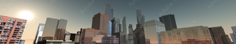 panorama of city, skyscrapers on sky background view from below, 3d rendering
panorama of city, skyscrapers on sky background view from below, 3d rendering