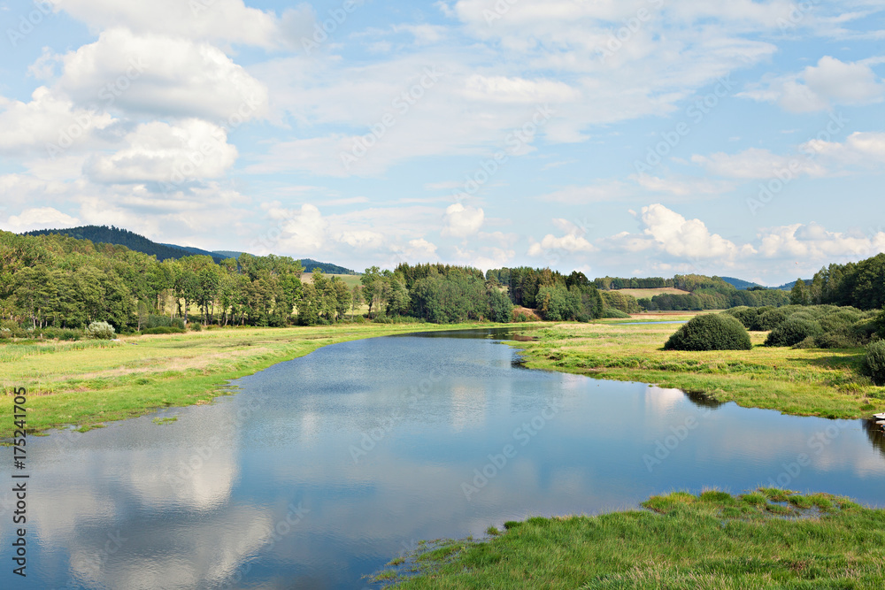 Landscape View of a river. Czech Republic, Eastern Europe.