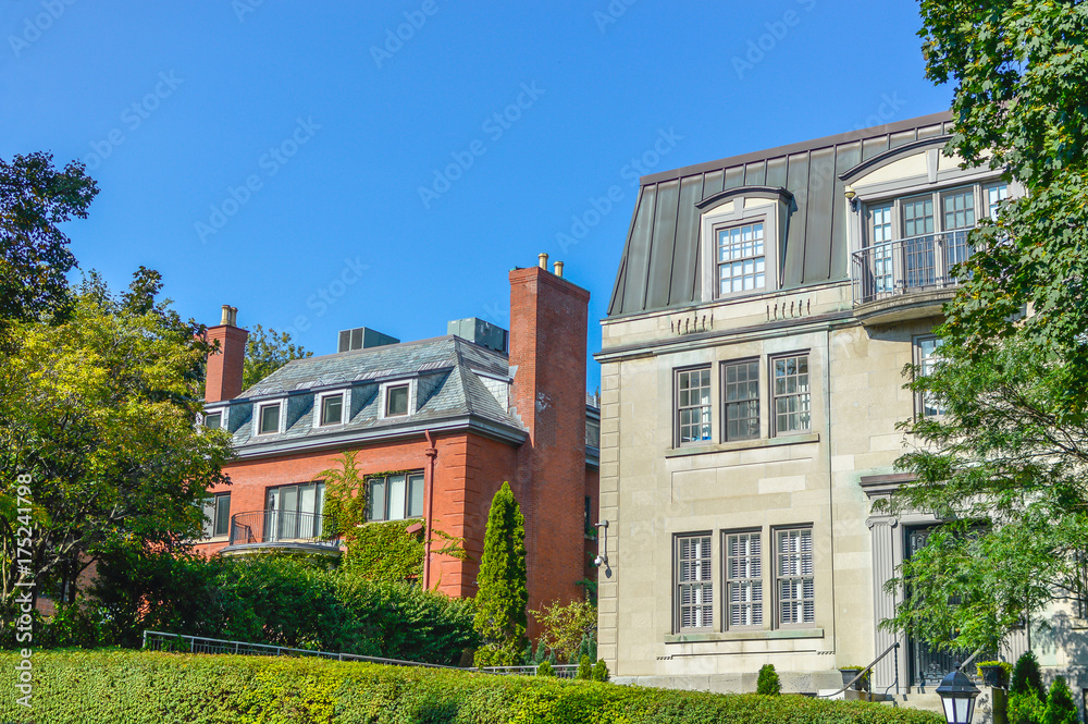 Expensive old houses with huge windows in Montreal downtown, Canada. Expensive old houses with huge windows in Montreal downtown, Canada.