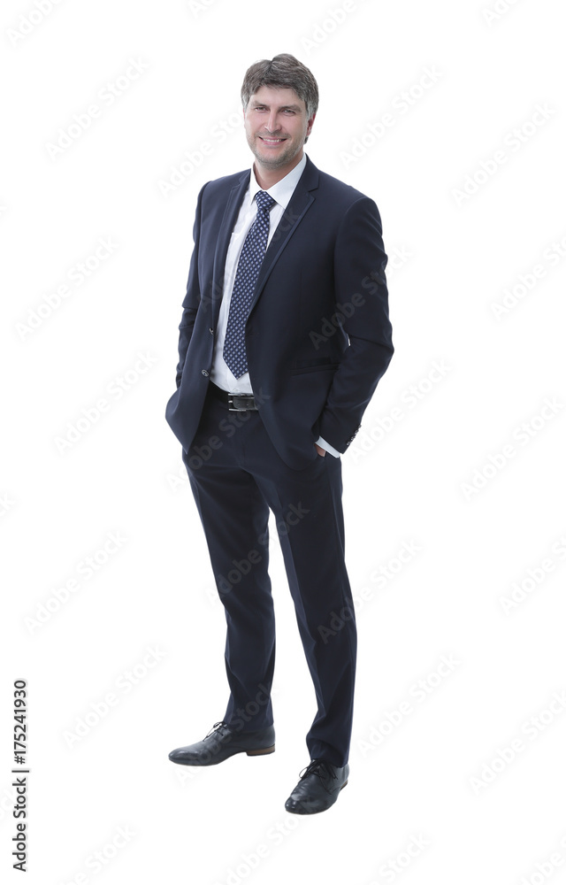 In full growth. Confident serious business leader. In full growth. Confident serious business leader.