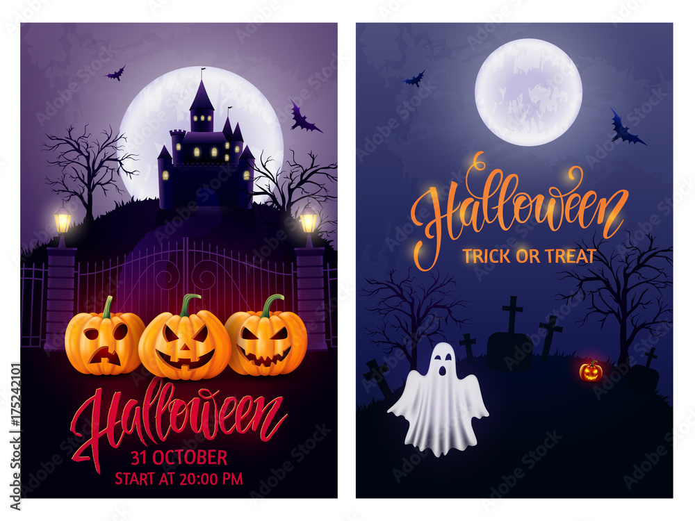 Halloween background, pumpkin. Greeting card for party and sale. Autumn holidays. Vector illustration EPS10.