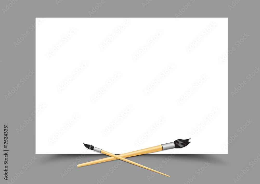 white paper and paint brushes white paper and paint brushes