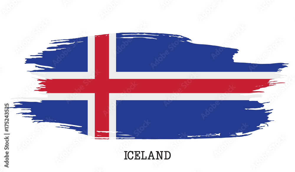 Fototapeta premium Iceland flag vector grunge paint stroke 