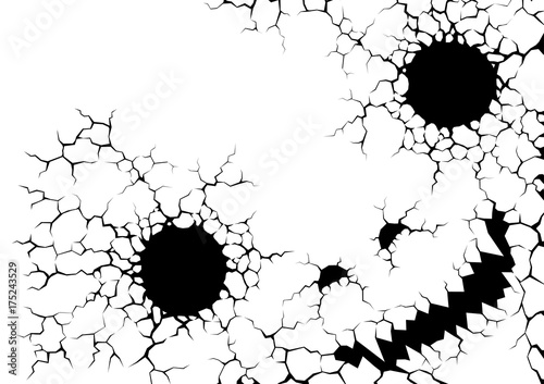 Cracked face on white background. Skull vector in grunge and polygon style. Horror concept for Halloween.