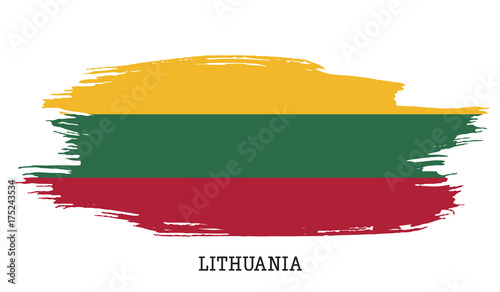 Lithuania flag vector grunge paint stroke  