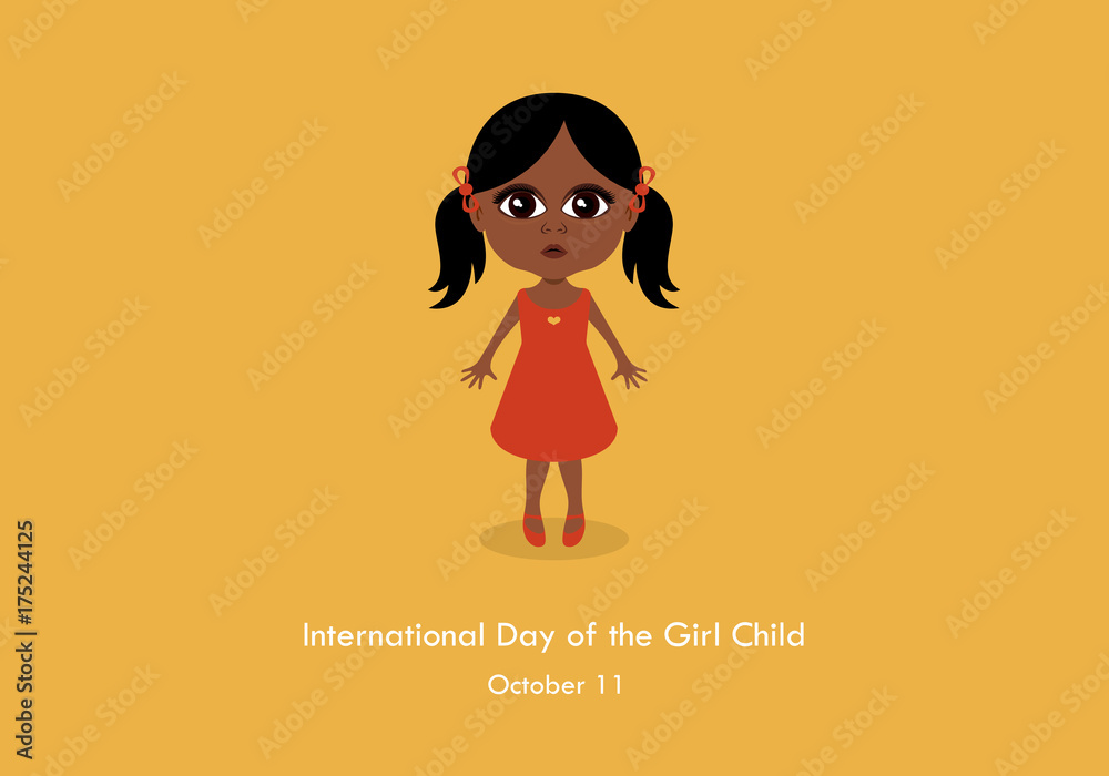 International Day of the Girl Child vector. Little girl cartoon character.  Black child vector. Important day Stock Vector | Adobe Stock