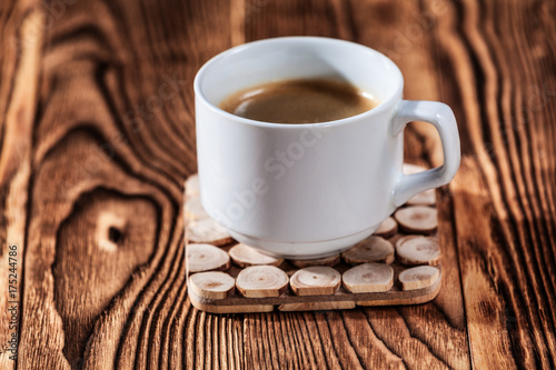 coffee on wooden support