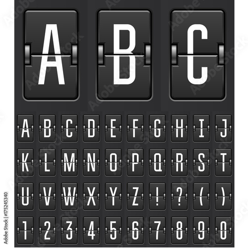 Mechanical countdown timer - flip calendar or game scoreboard numbers and letters