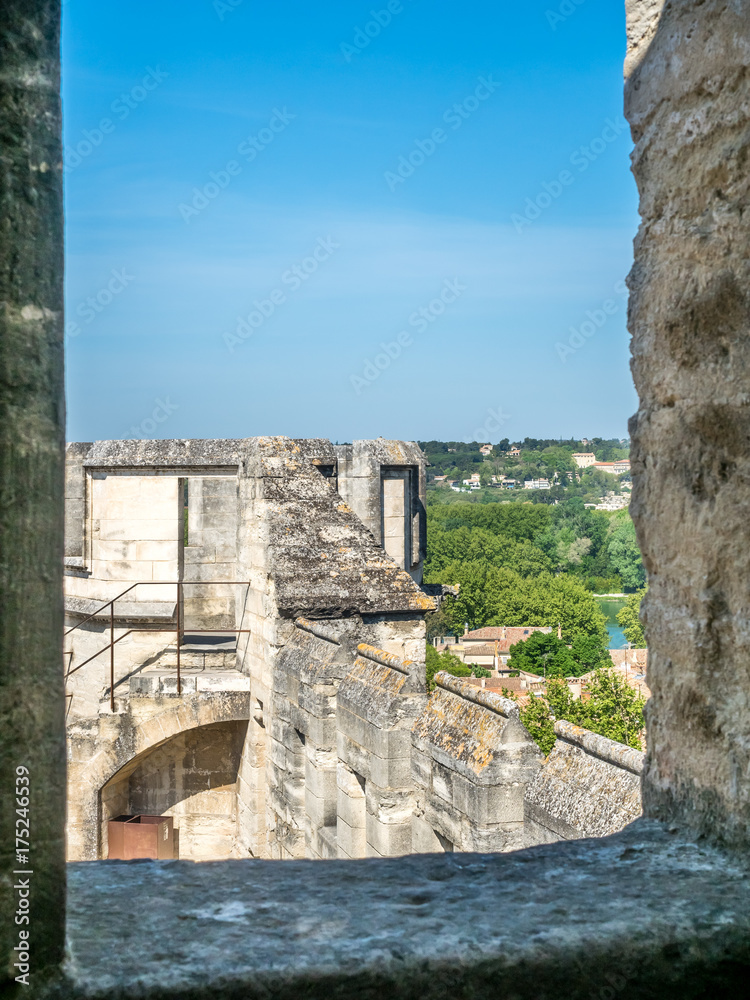 Roof top of Papal palace in Avignon, France