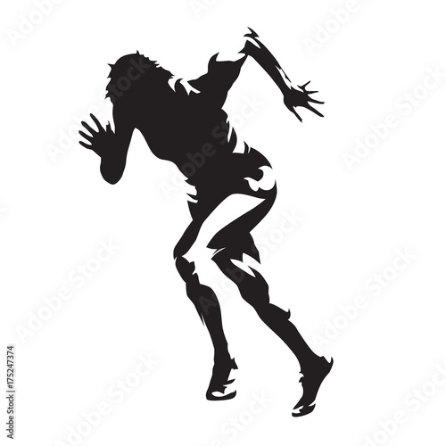Running woman, abstract vector silhouette