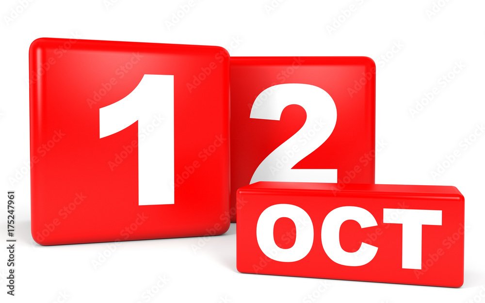 October 12. Calendar on white background. October 12. Calendar on white background.
