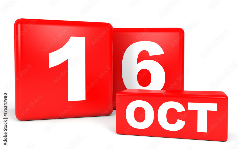 October 16. Calendar on white background. October 16. Calendar on white background.