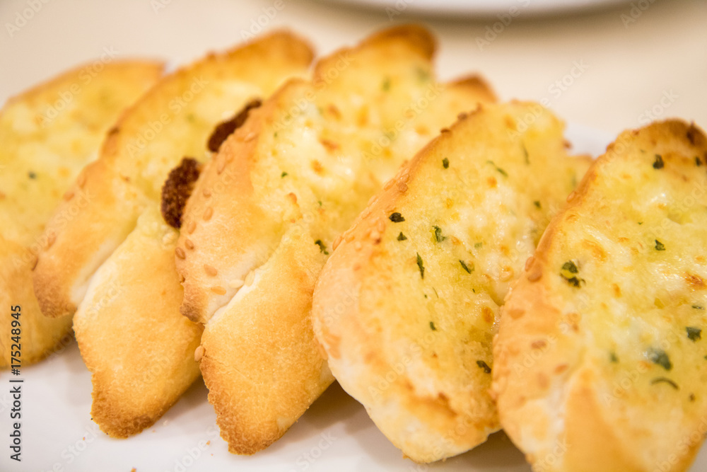 slice toast cheese garlic bread in the plate slice toast cheese garlic bread in the plate