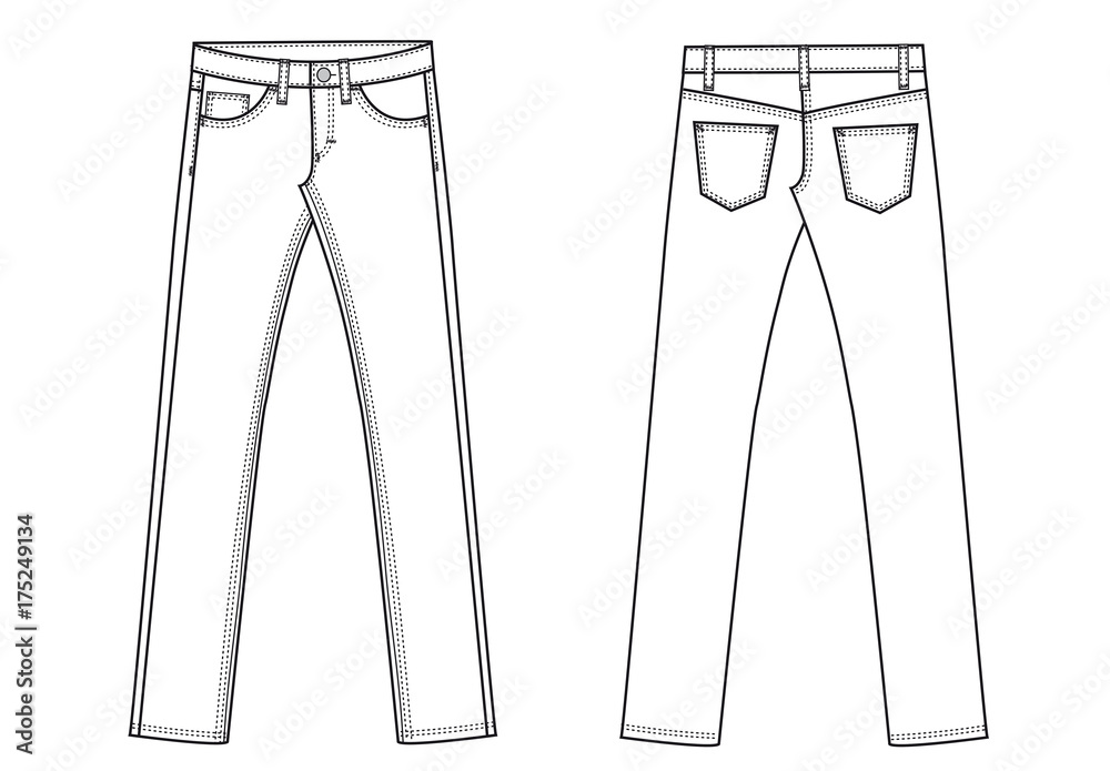 garment sketch denim jeans Stock Illustration | Adobe Stock
