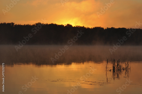 Beautiful dawn on the river. Landscape, nature, decline, beauty