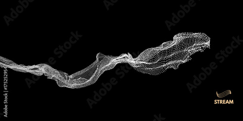 Wave Background. Abstract Vector Illustration. 3D Technology Style. Network Design with Particle.