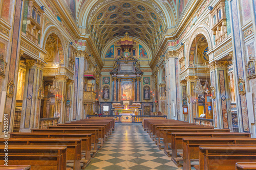 TURIN, ITALY - MARCH 14, 2017: The nave of baroque church Chiesa di San Carlo Borromeo.