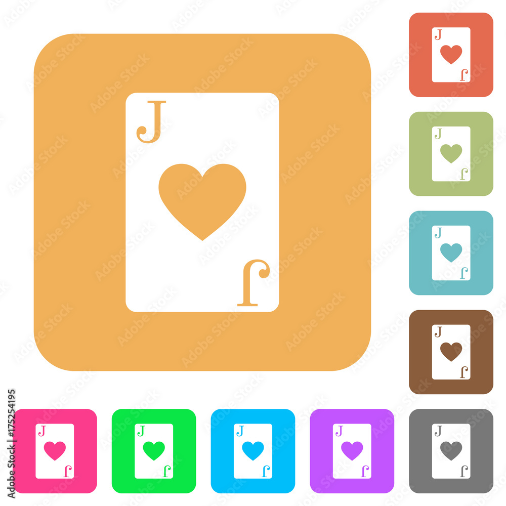 Jack of hearts card rounded square flat icons