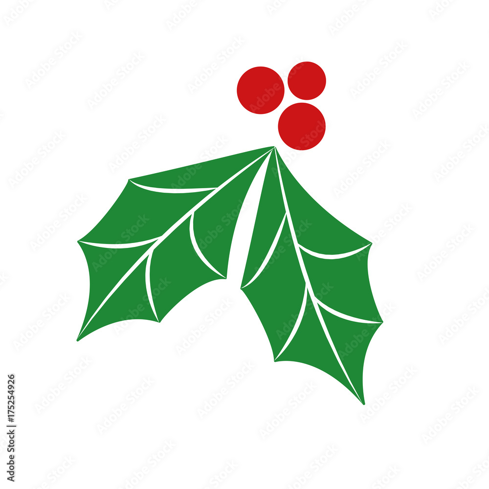 Buntes einfaches Weihnachtssymbol - Stechpalme