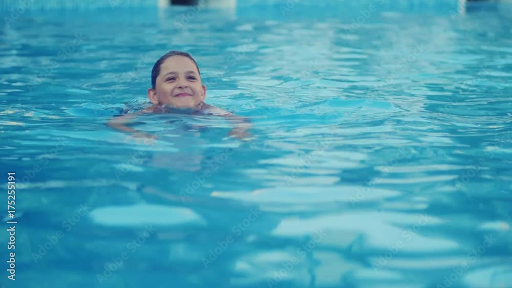 the girl is swimming in the pool the girl is swimming in the pool