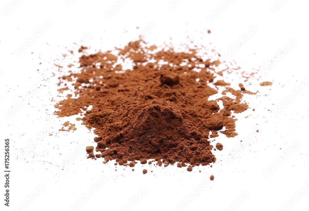 pile cocoa powder isolated on white background pile cocoa powder isolated on white background