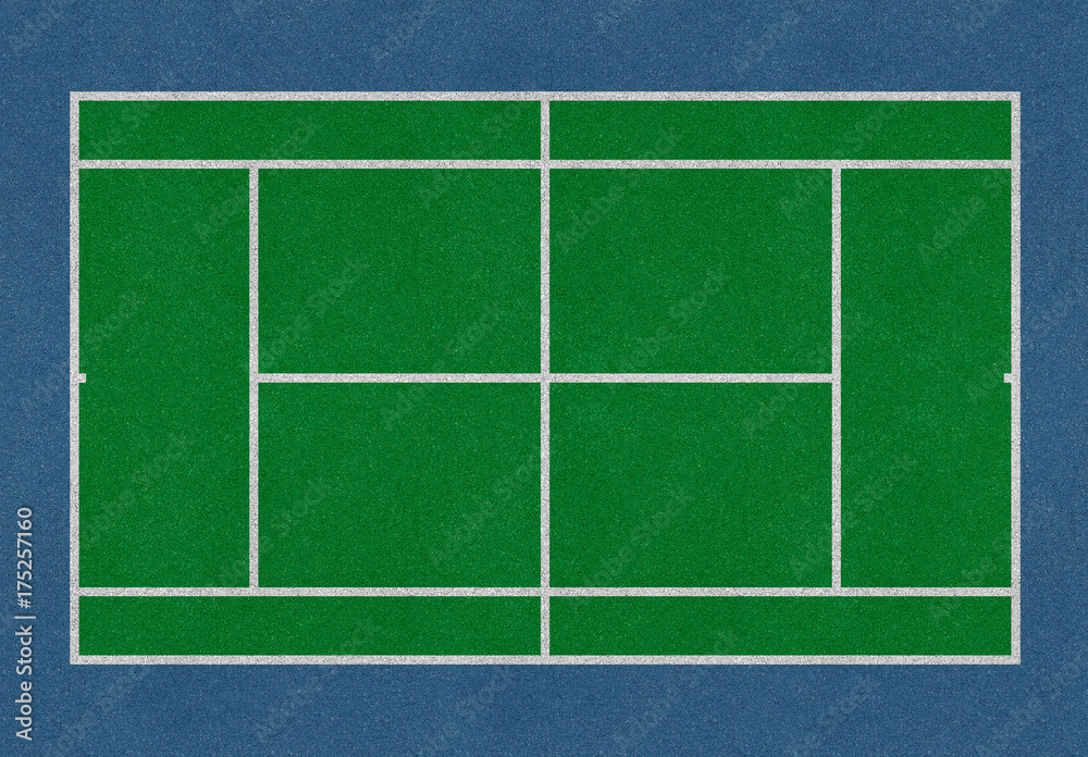 Tennis field. Tennis green court. Top view. Isolated