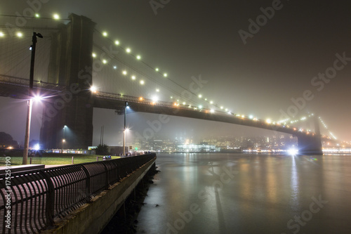 New York, Lower Manhattan skyline with Brooklyn Bridge