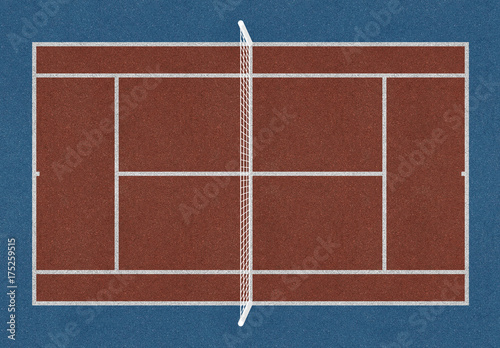 Tennis field. Tennis brown court. Top view. Isolated. Sports mesh © shubas