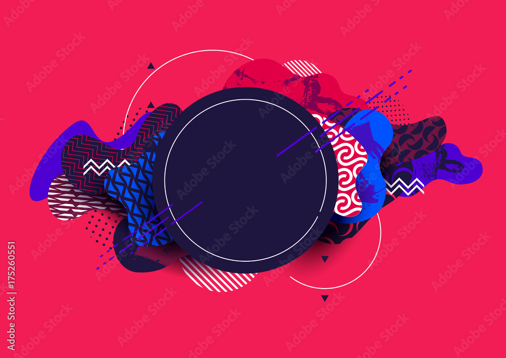 Abstract geometric composition with round frame