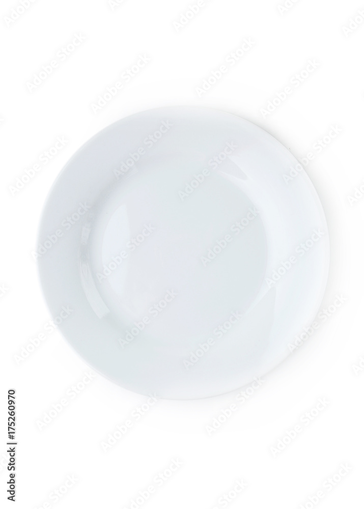 Empty white plate isolated on white Empty white plate isolated on white