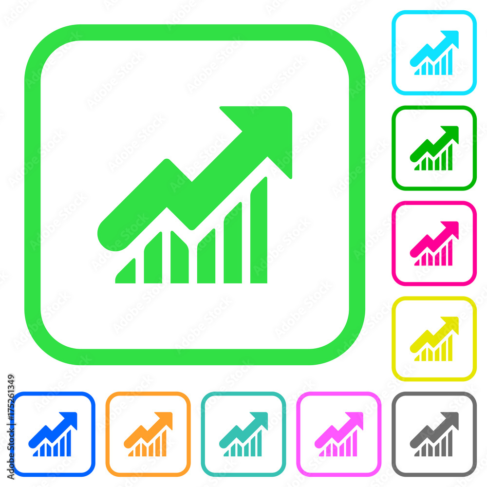 Rising graph vivid colored flat icons icons