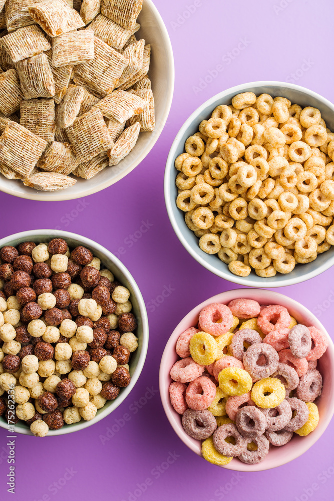 Different breakfast cereals. Different breakfast cereals.