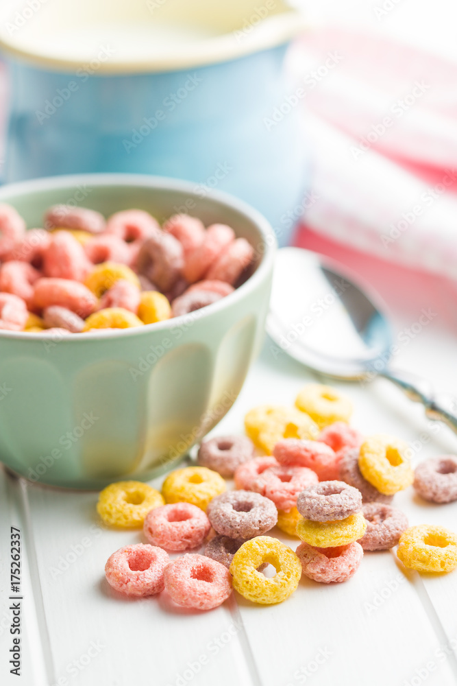 Colorful cereal rings.