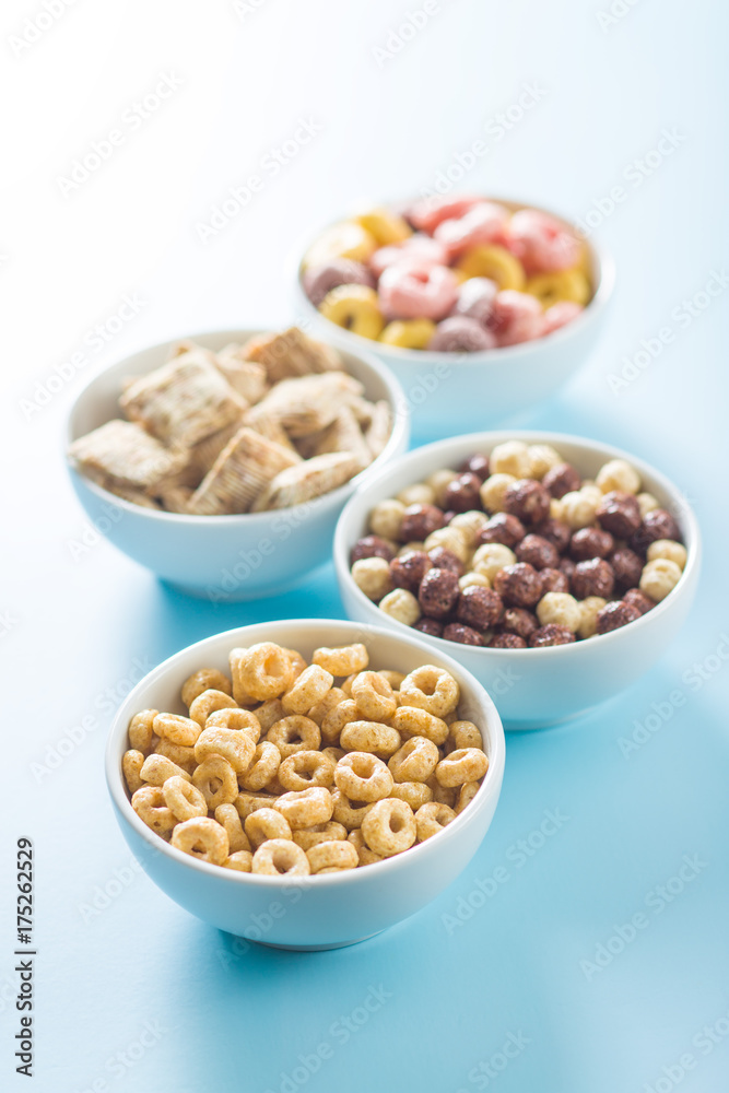 Various breakfast cereals. Various breakfast cereals.