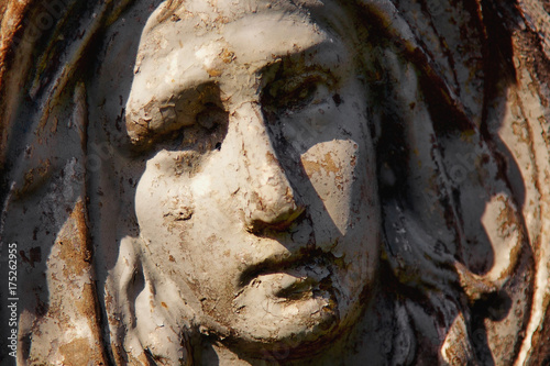 Virgin Mary statue. Vintage sculpture.