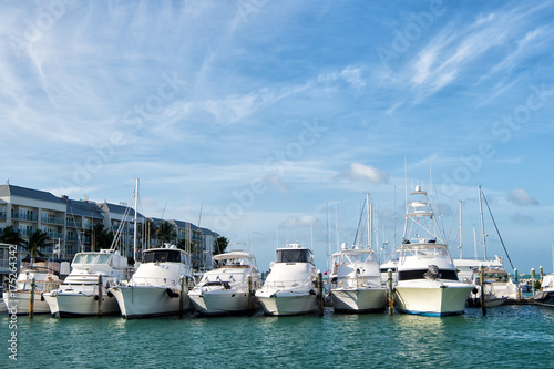 Yachts moored at sea pier in Key West, USA