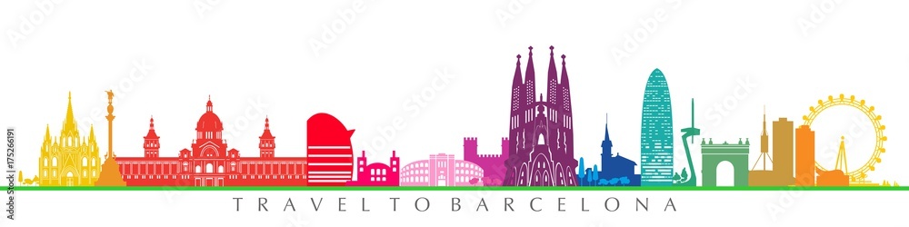 Naklejka premium Barcelona i architektura. Kolorowy
