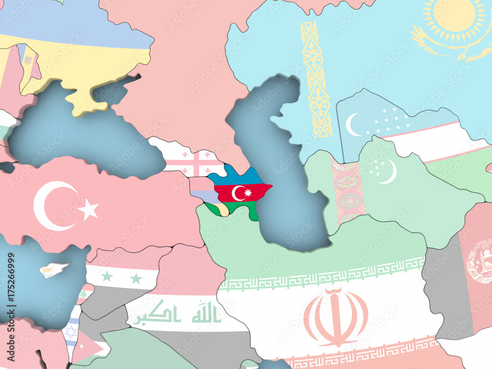 Map of Lebanon with flag on globe