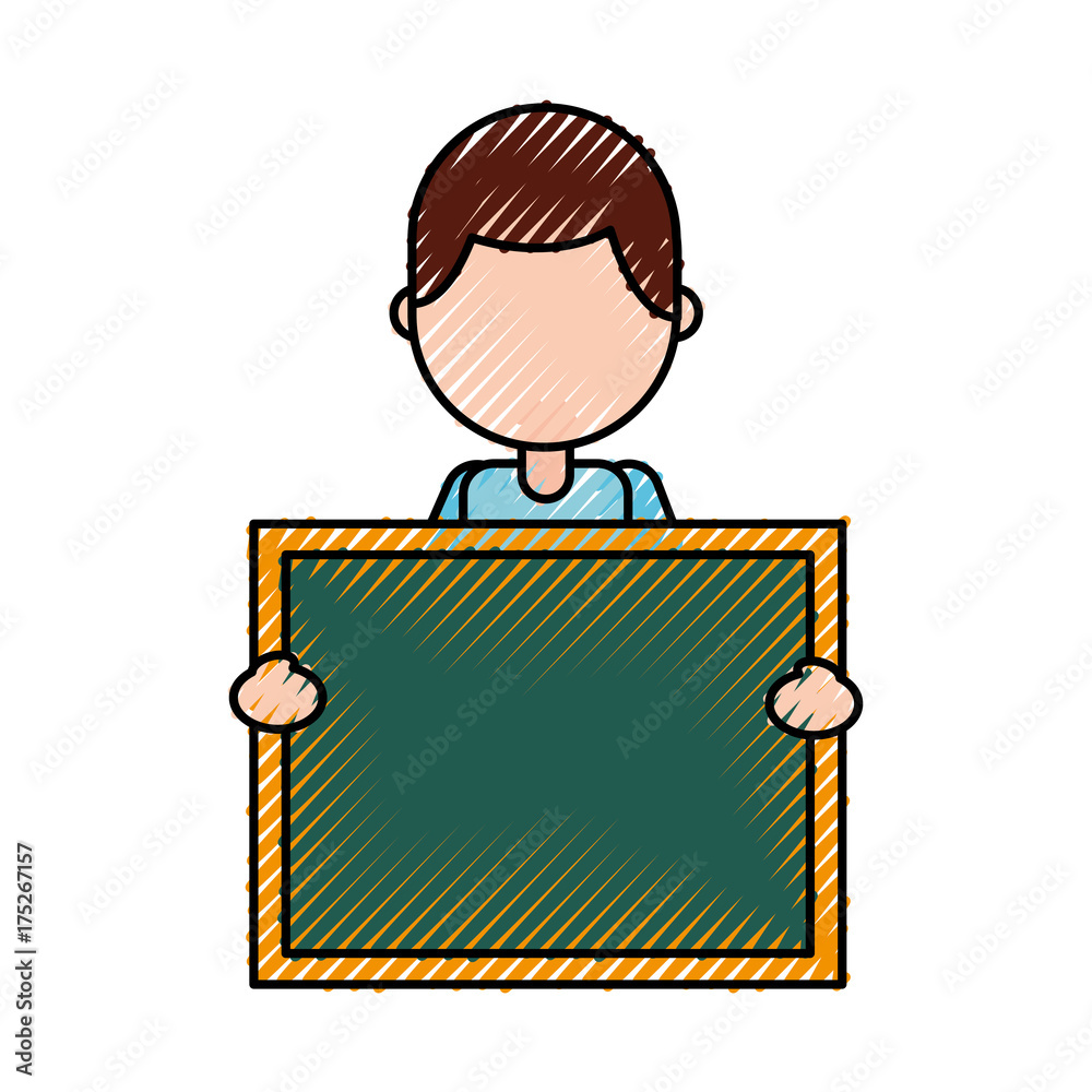 character teacher holding board class element