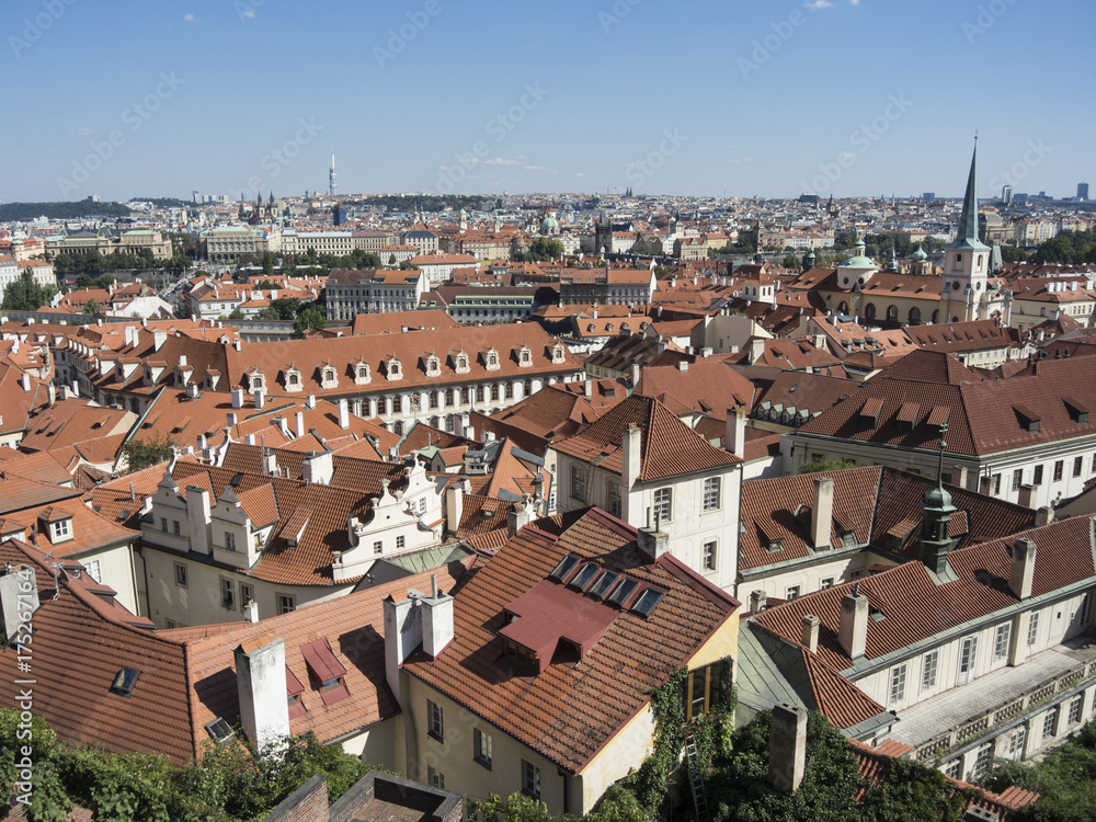 Aerial view of Prague old town