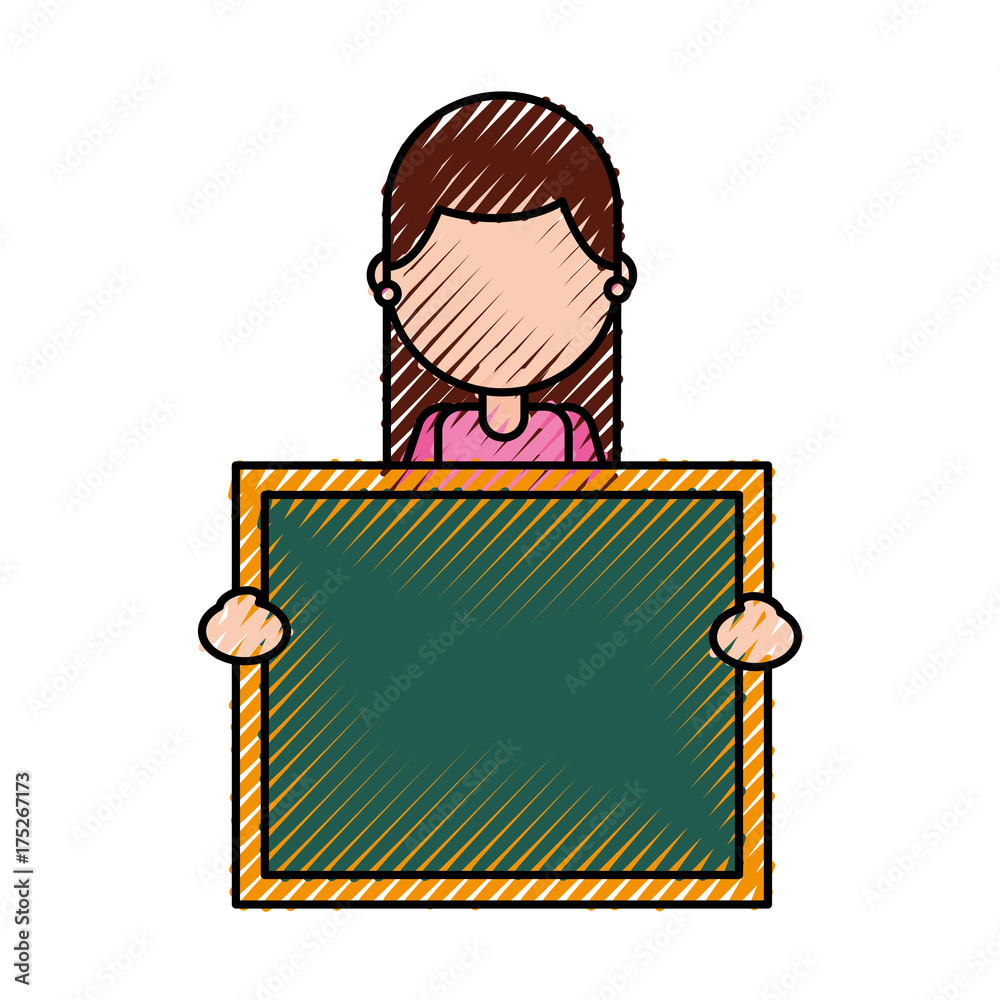 character teacher holding board class element