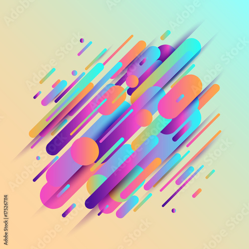 Vector illustration of dynamic composition made of various rounded shapes