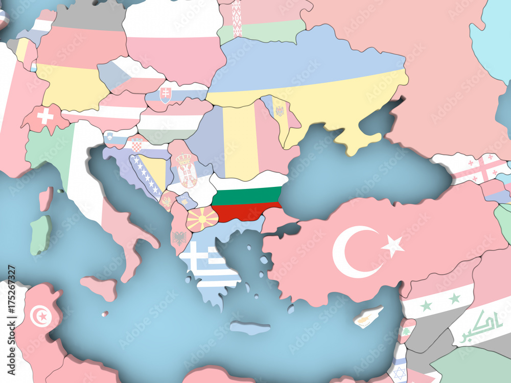 Obraz premium Map of Bosnia with flag on globe