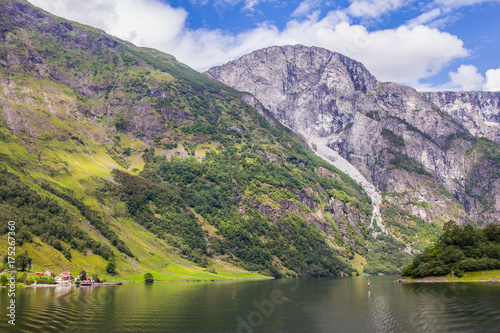 traval on Large Cruise ship from the port of Flam to Stavanger, in sunny summer day, Norway. photo