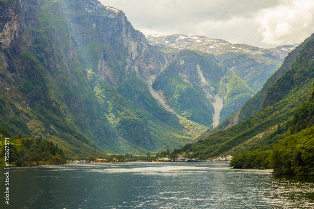 Φωτογραφία traval on Large Cruise ship from the port of Flam to Stavanger, in sunny summer day, Norway