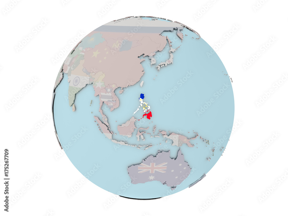 Obraz premium Philippines with flag on globe